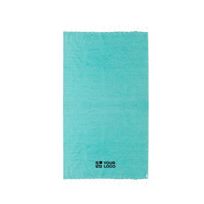 Pareo in cotone riciclato e RPET con frange bianche 180 g/m2