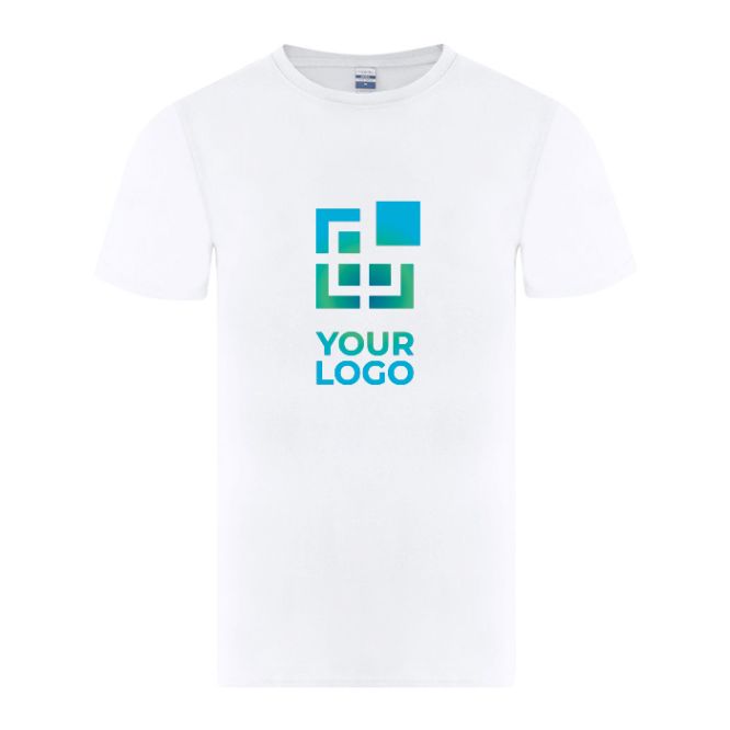 T-shirt bianca da adulto a manica corta con collo rotondo 150g/m²