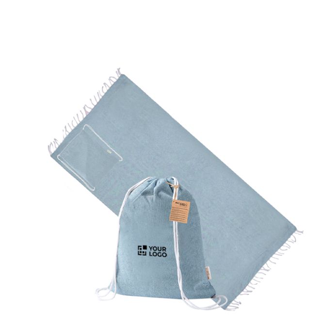Zaino a coulisse con pareo pieghevole in cotone riciclato 170 g/m²