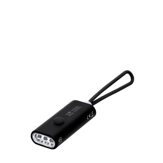Torcia in alluminio riciclato con 3 LED e manico in silicone