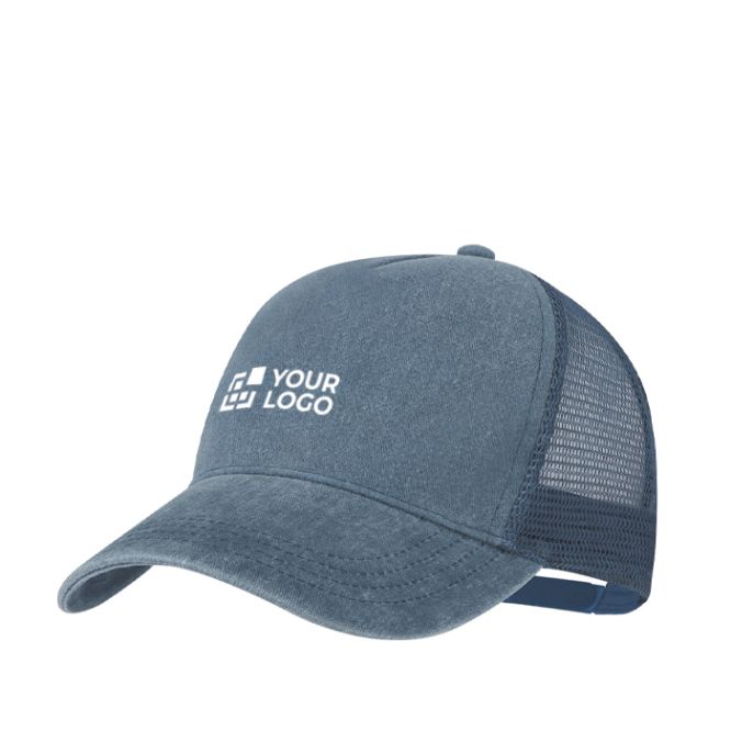Cappellino a 5 pannelli effetto lavato con rete traspirante regolabile
