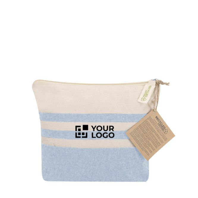 Necessaire in cotone riciclato a righe con zip 180 g/m²