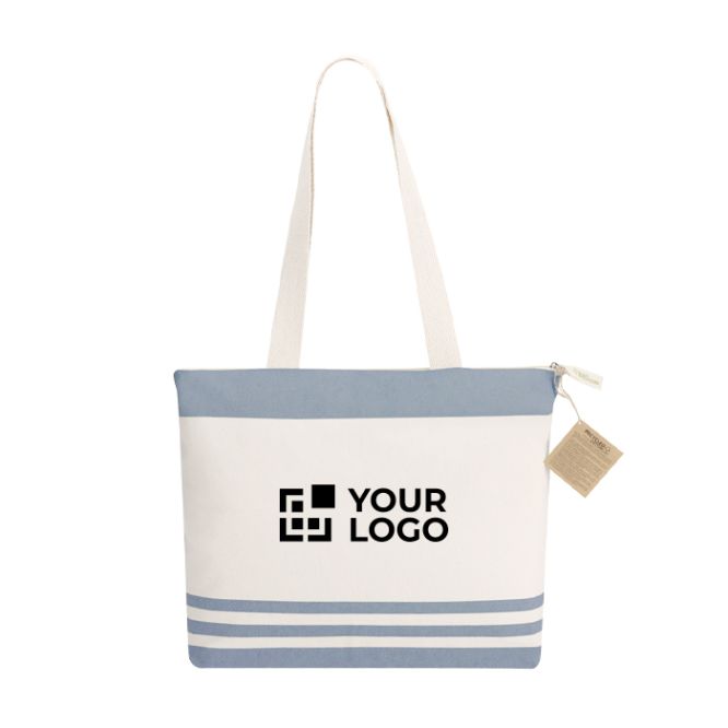 Borsa a spalla in cotone riciclato con soffietto e zip 300g/m²