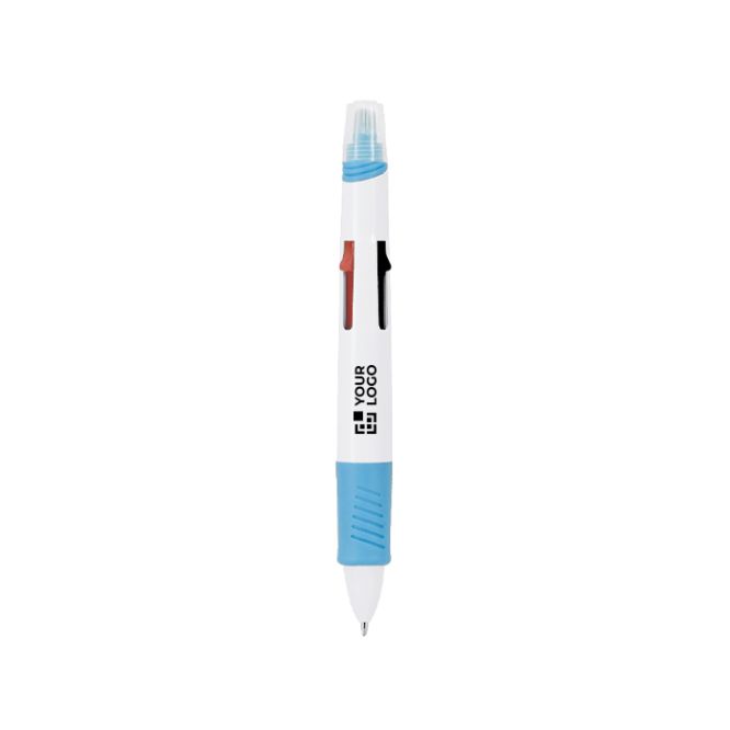 Penna a 4 colori con evidenziatore integrato e cappuccio