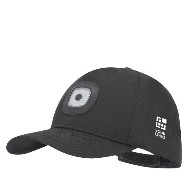 Cappellino a 5 pannelli in poliestere con torcia estraibile a 4 LED 200mAh