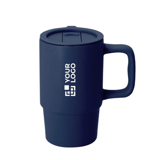 Tazza da asporto in ceramica con coperchio scorrevole e finitura opaca 430ml