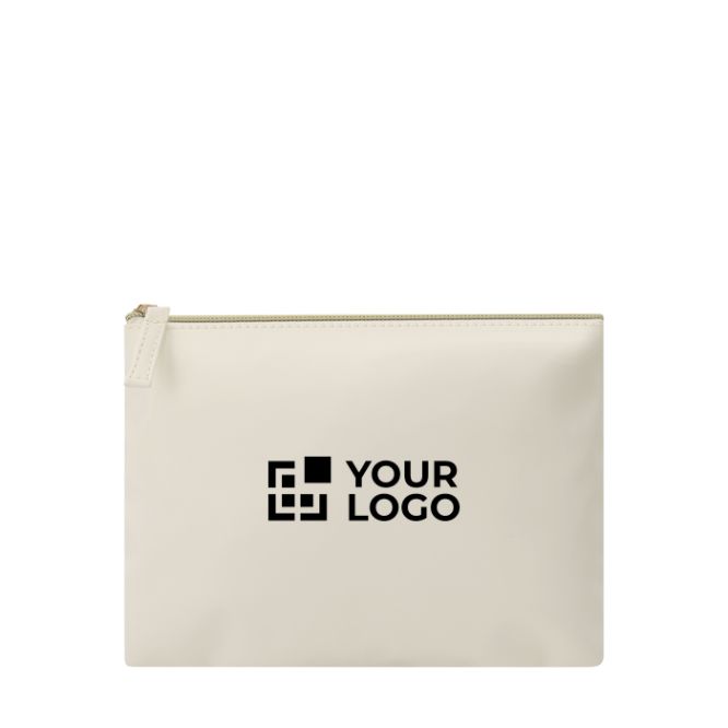 Beauty case in pelle sintetica con scomparto con chiusura a zip