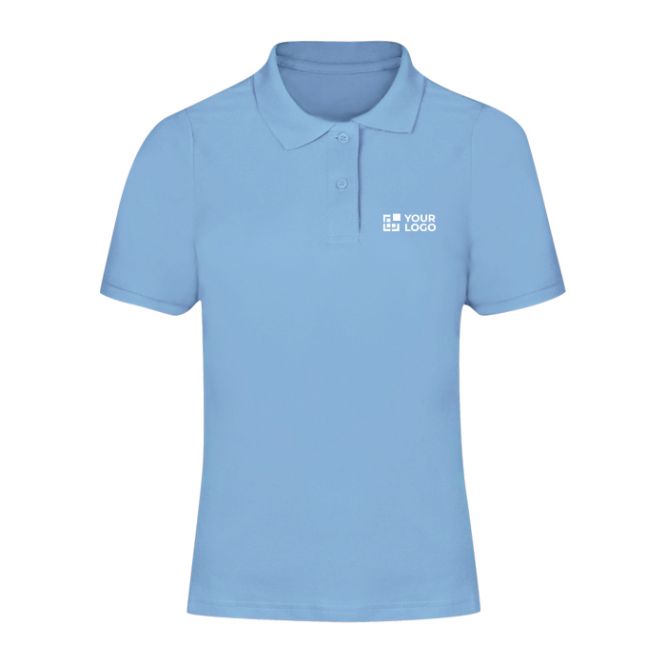Polo da donna a manica corta 100% cotone piqué in vari colori 180 g/m²