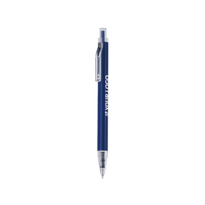 Penna a sfera in alluminio riciclato con dettagli trasparenti, inchiostro blu