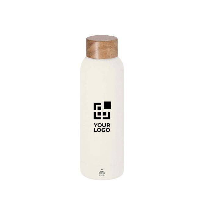 Bottiglia in acciaio inox con finitura gommata e tappo in bambù 700 ml