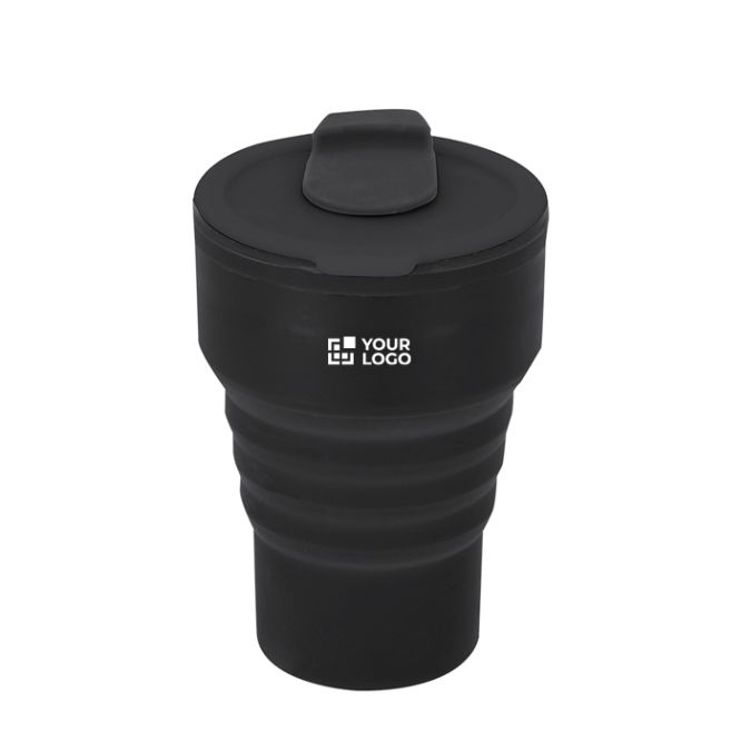 Bicchiere pieghevole in silicone con coperchio e beccuccio scorrevole 350 ml