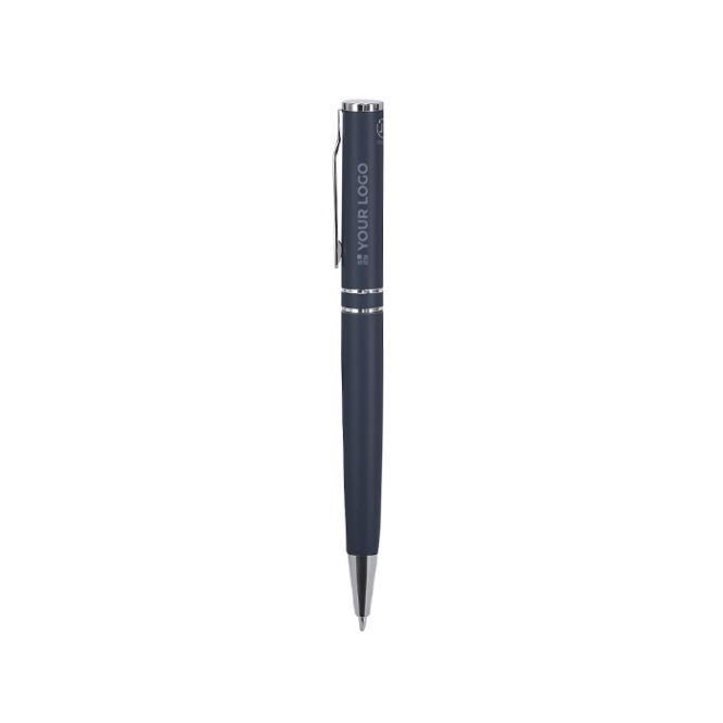 Penna a rotazione in alluminio riciclato finitura opaca inchiostro blu