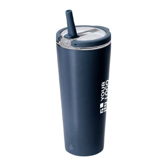 Bicchiere termico in acciaio inox riciclato con cannuccia 700 ml