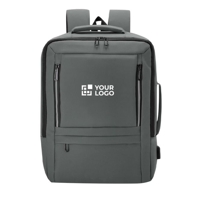Zaino espandibile in pelle sintetica per laptop con porta USB 15