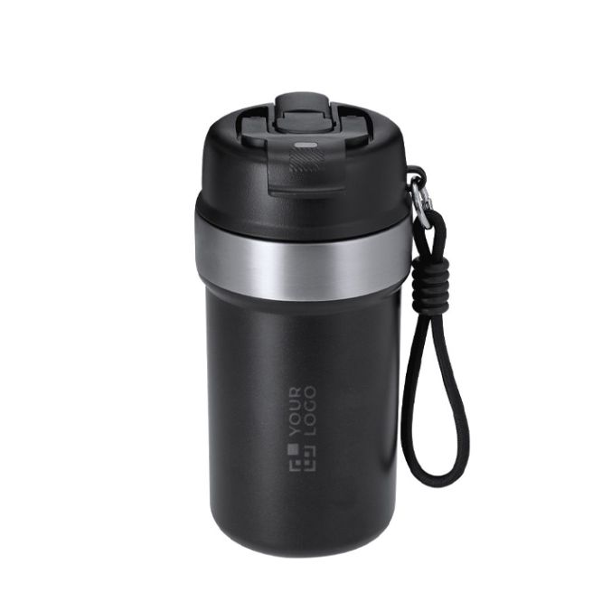 Bicchiere termico in acciaio inox riciclato con manico e cannuccia 490ml