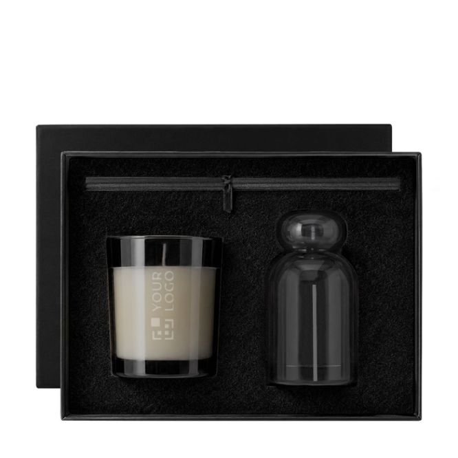 Set aromatico in vetro con diffusore da 120ml e candela profumata