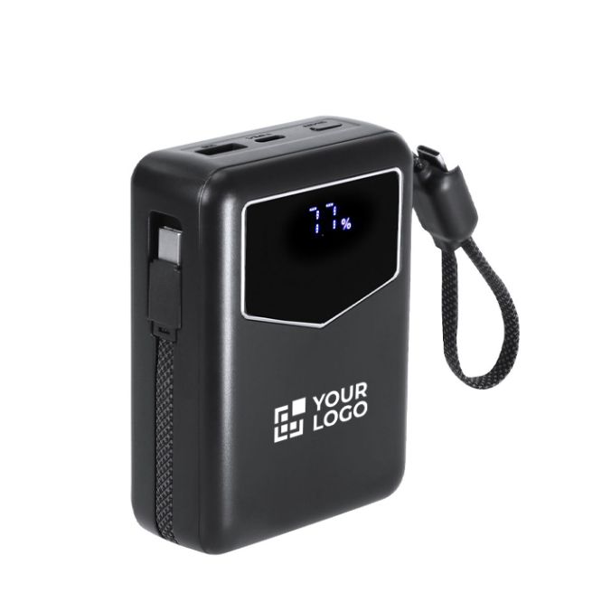 Power bank con cavi integrati e display indicatore 20000mAh