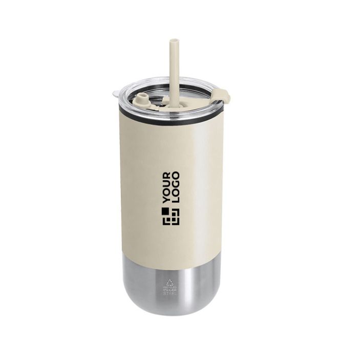 Bicchiere termico in acciaio inossidabile riciclato con doppia apertura 480ml