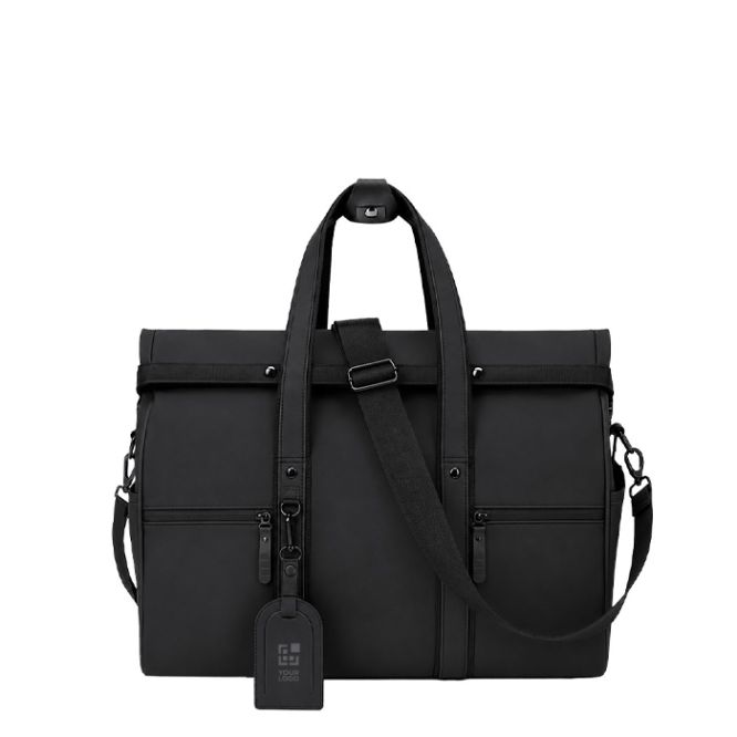 Borsa da viaggio roll-top in pelle sintetica con fascia per trolley e tracolla