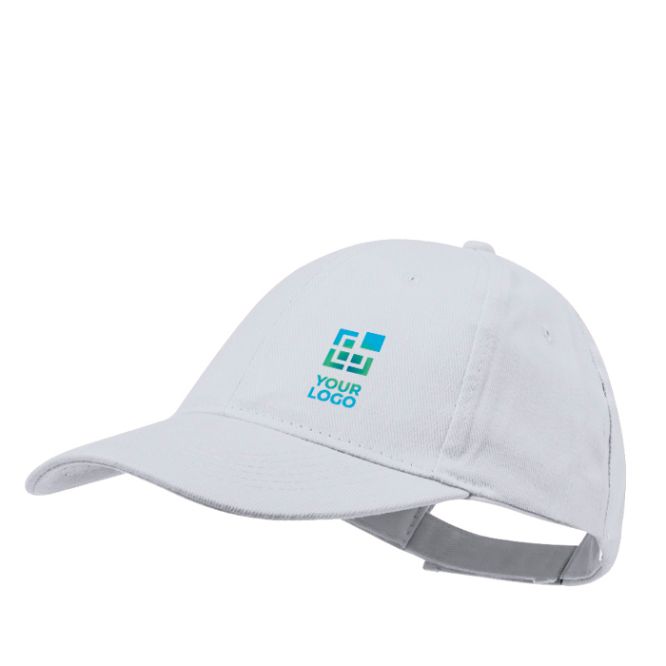 Cappellino a 6 pannelli in cotone pettinato con chiusura in velcro