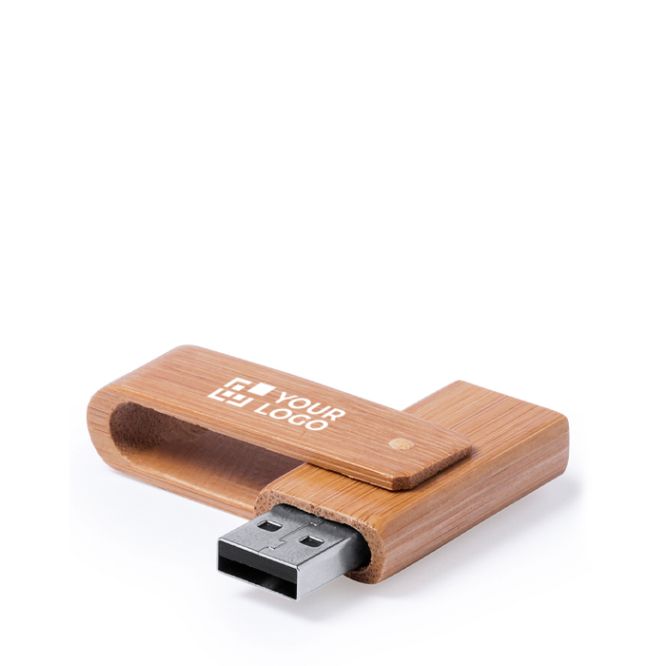 USB in legno di bambù con meccanismo rotante protettivo