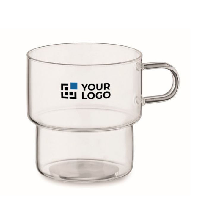 Tazza in vetro borosilicato con design impilabile da 300ml