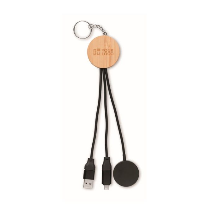 Portachiavi con 3 cavetti di ricarica per cellulare e smartwatch