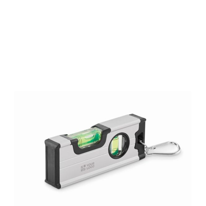 Mini livella magnetica a bolla doppia in alluminio con moschettone