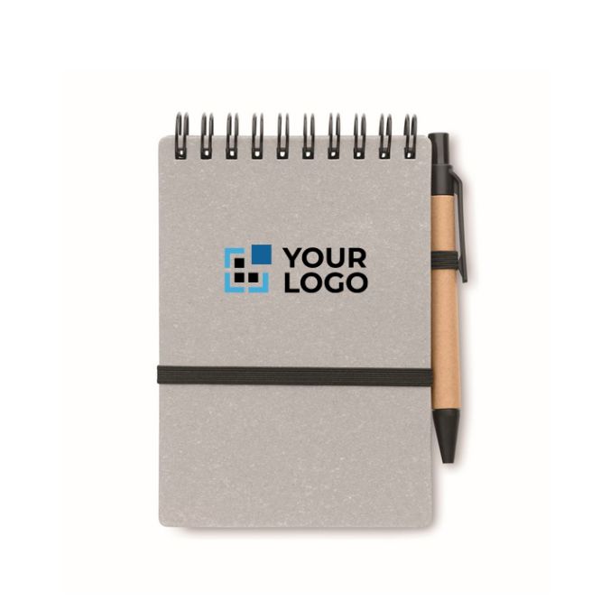 Block notes ecologico tascabile a righe con penna a inchiostro blu