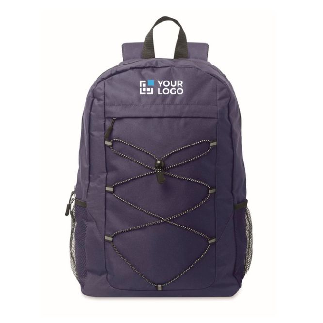 Zaino in poliestere 600D rPET con tasche a rete su entrambi i lati