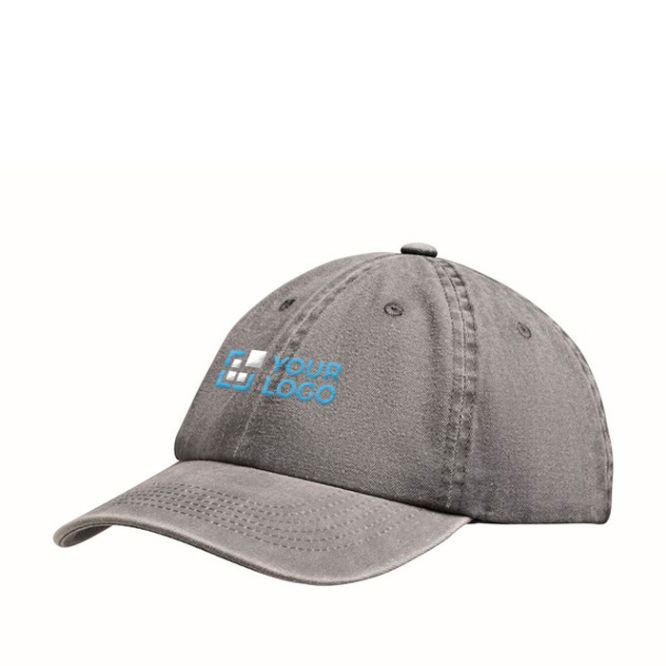 Cappellino da baseball in cotone lavato con chiusura in velcro 265g/m²