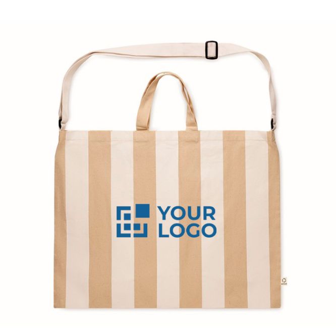 Borsa mare a righe verticali con manici e tracolla regolabile 280 g/m²