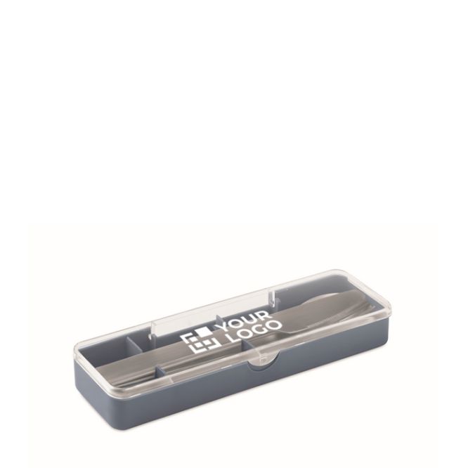 Set di posate in acciaio inox con custodia in plastica