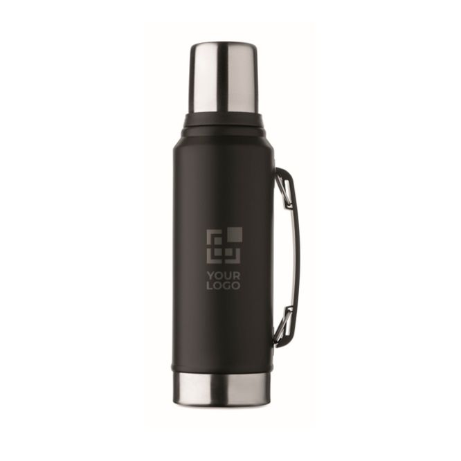 Thermos in acciaio inox riciclato con 1 bicchiere e manico laterale 1L