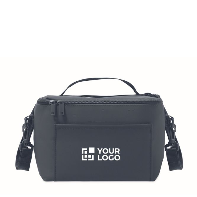 Borsa frigo in PU con poliestere riciclato con tasca e tracolla 5,5 L