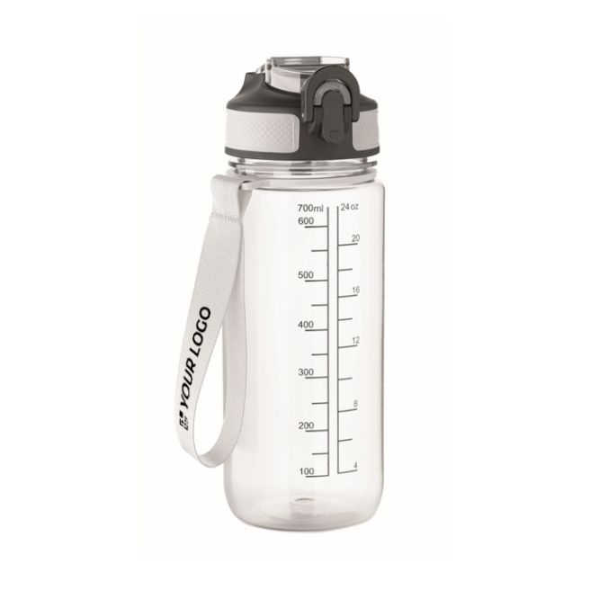 Borraccia in RPET antigoccia con cannuccia e tappo ribaltabile 700 ml