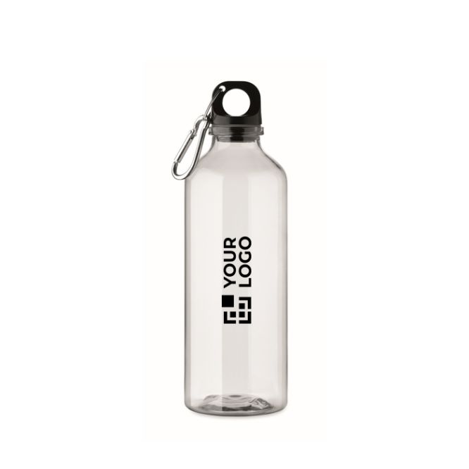 Borraccia traslucida in RPET con tappo e moschettone 500 ml