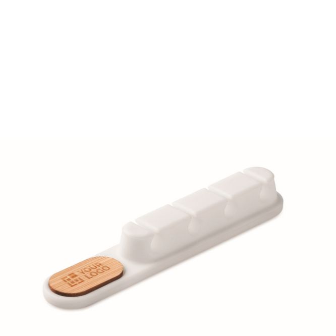 Organizzatore per cavi in silicone con dettaglio in bambù