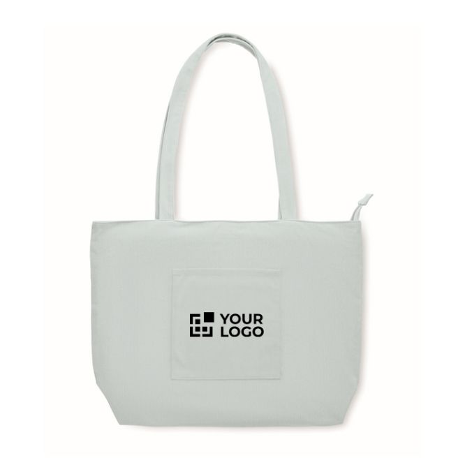 Borsa grande in velluto a coste in poliestere con zip 220 g/m²