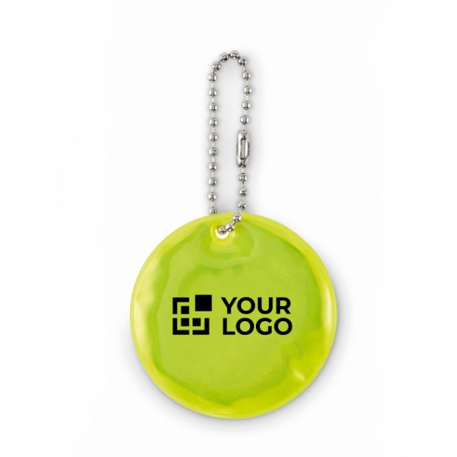 Portachiavi rotondo in PVC riflettente personalizzabile