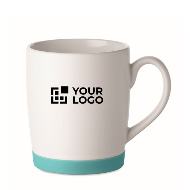 Tazza in ceramica bianca opaca con base in silicone colorata 300ml