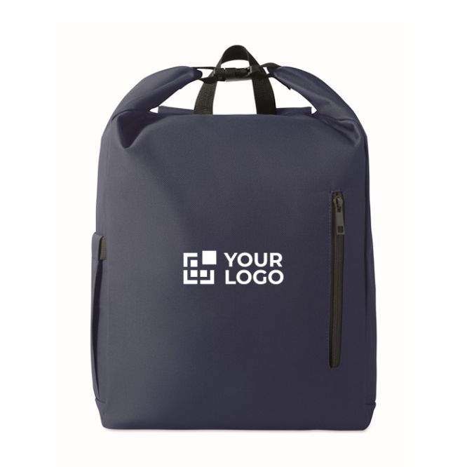 Zaino roll top RPET per laptop con tasca laterale elastica 15''
