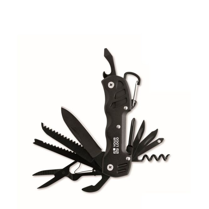 Coltello multiuso in alluminio e acciaio inox. 13 in 1 con custodia