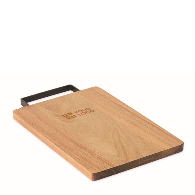 Tagliere in legno di acacia con comoda maniglia in acciaio inox