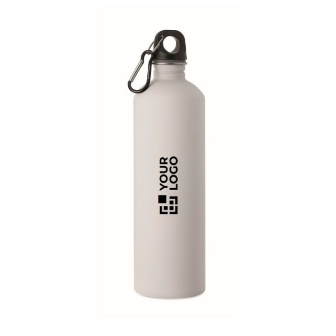Borraccia in acciaio inox riciclato con finitura gommata e moschettone 750 ml