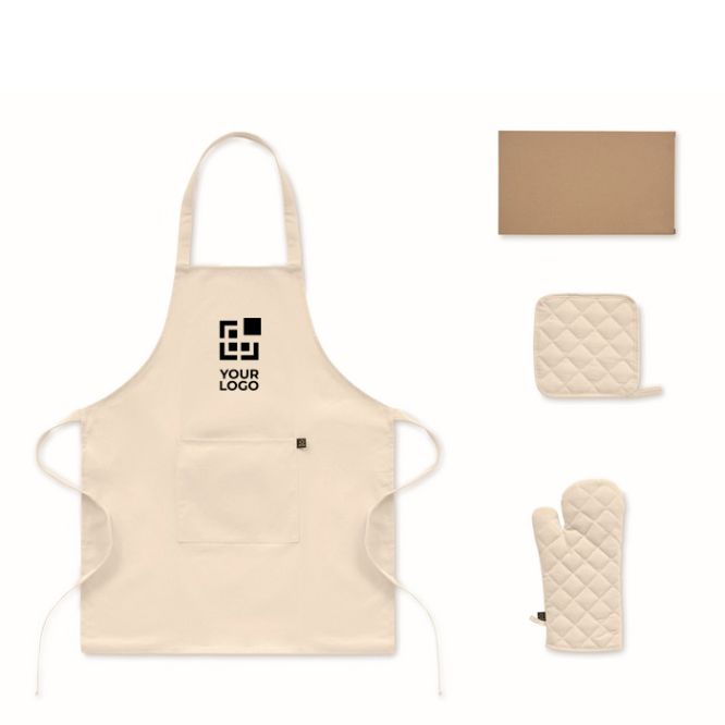 Set da cucina in cotone riciclato con cuciture trapuntate 180 g/m²