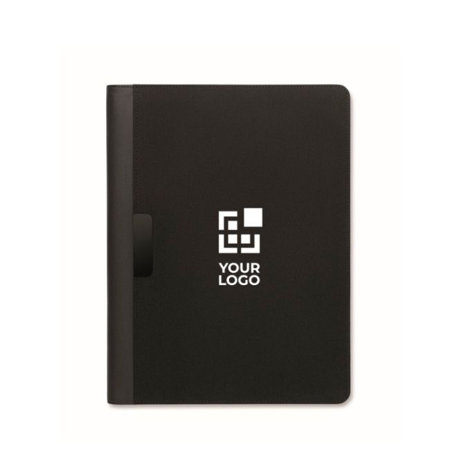 Portadocumenti in pelle sintetica con tasche e blocco note A4 a righe