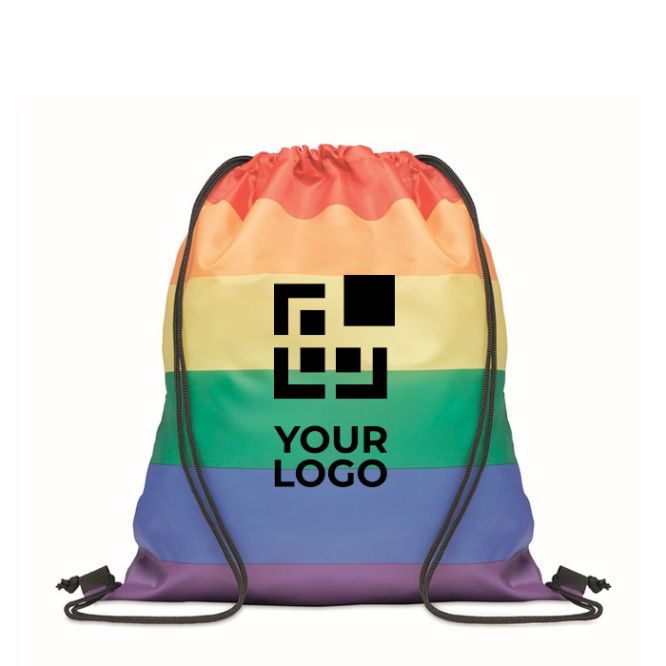 Zainetto a sacca con trama arcobaleno vista area di stampa