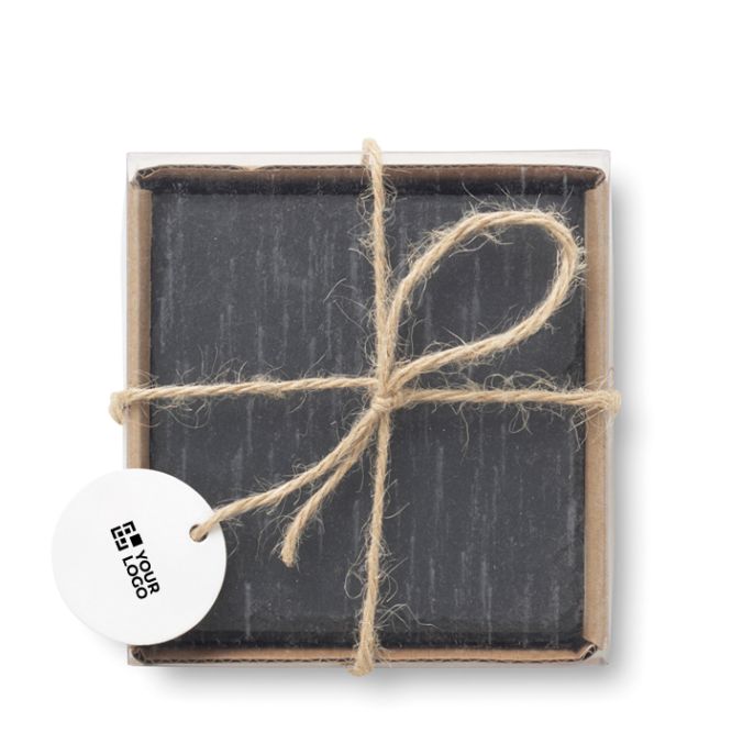 Set di sottobicchieri realizzati in pietra di lavagna colore nero