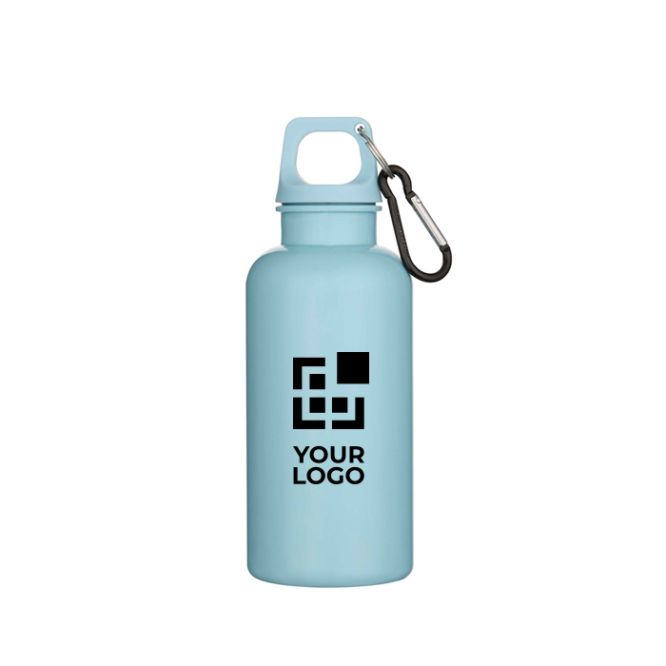 Borraccia in plastica riciclata con moschettone e tappo a vite 400ml